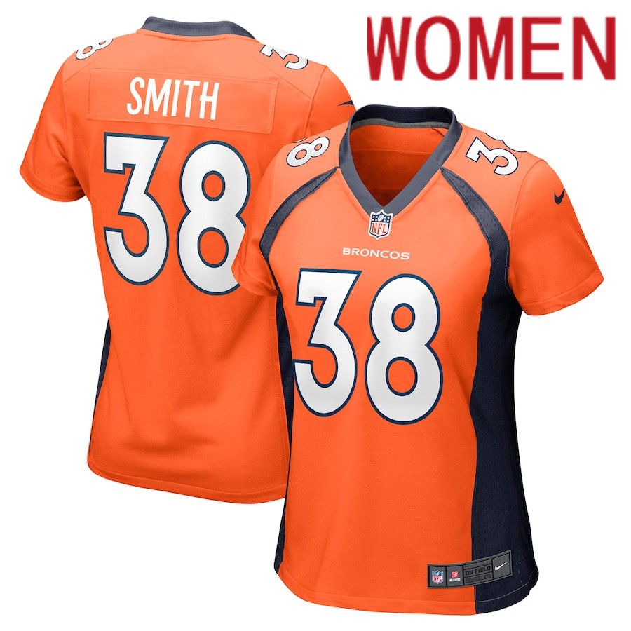 Women Denver Broncos #38 Saivion Smith Nike Orange Game NFL Jersey